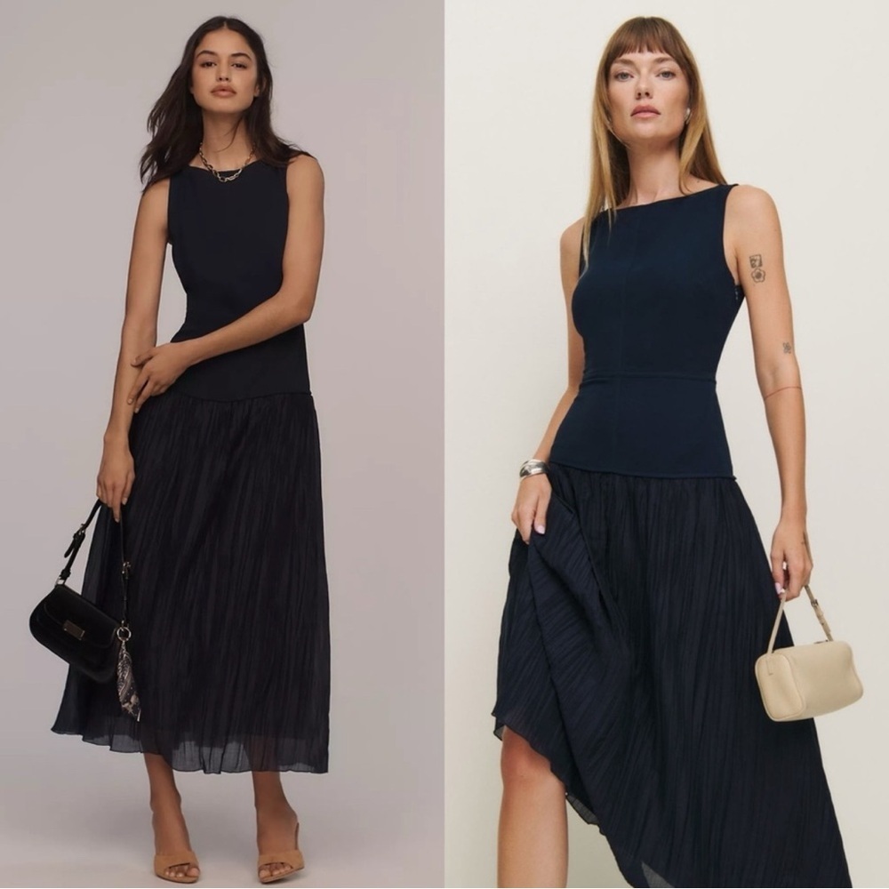 REFORMATION Cyra Navy Drop Waist Maxi Dress - Picture 1 of 7